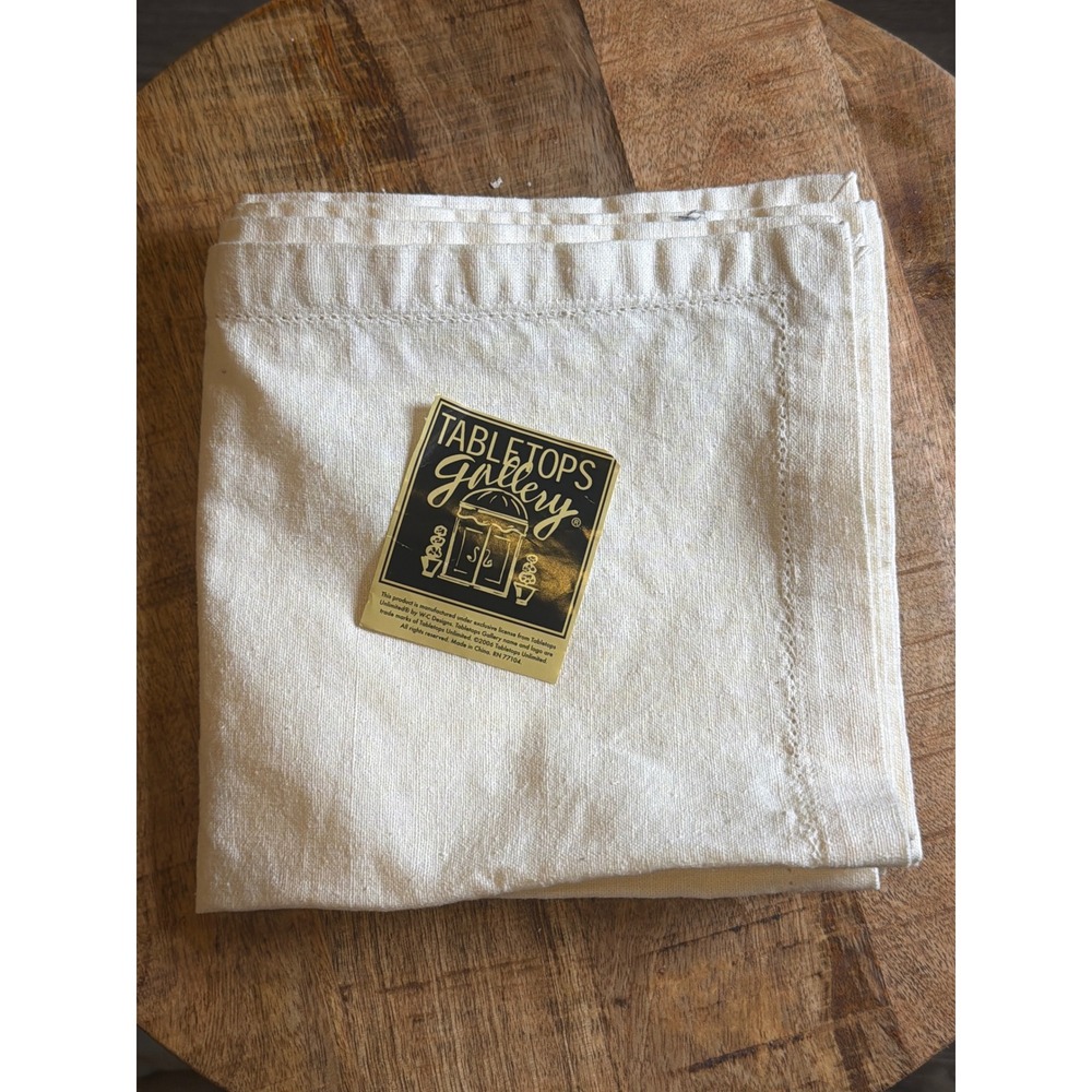 New Tabletops Gallery Cream Hemstitch Cloth Napkins Set of 3 NWT Farmhouse Boho